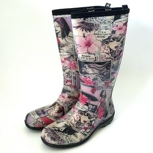 NIB KAMIK Betty Lilac Comic Rain Boots Sz 10 NWT